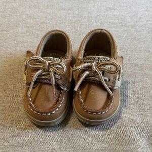 Sperry Tan Kids Moccasins